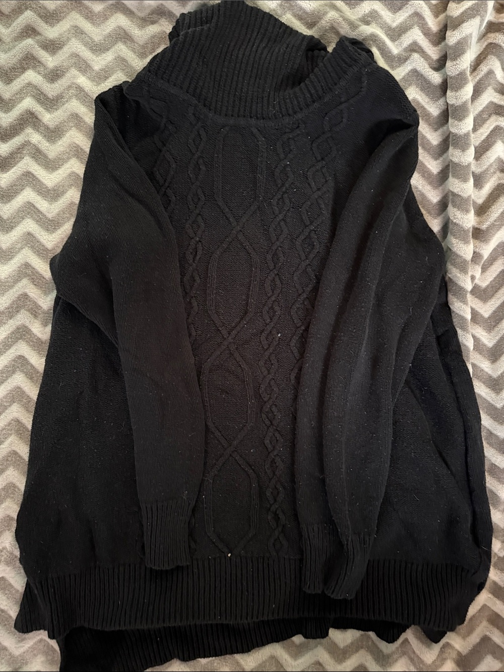 Woman Within Black Cable Turtleneck Sweater
